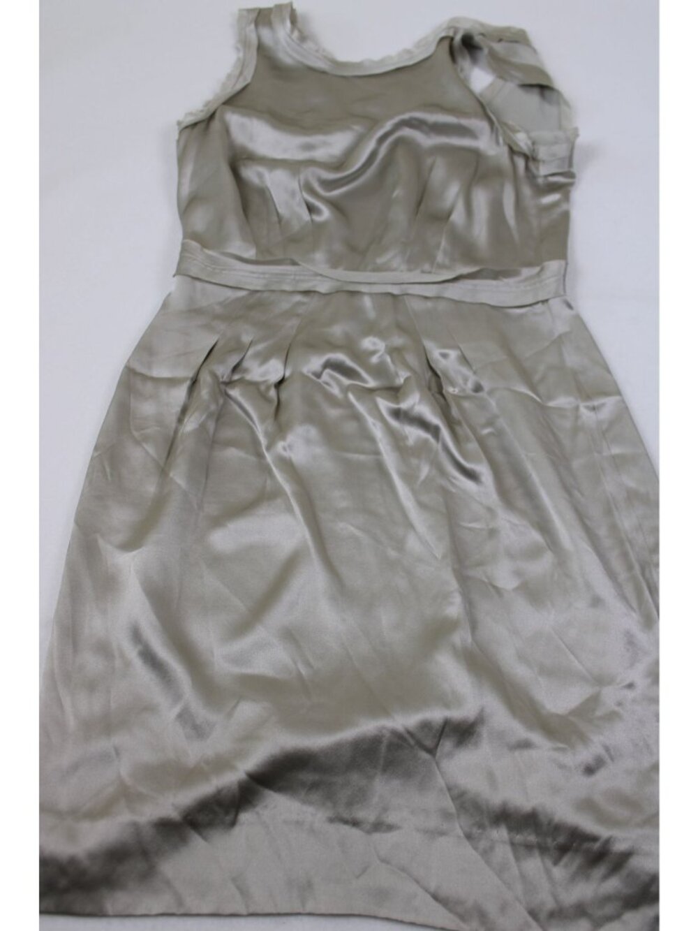 Banana Republic Petite 2P Taupe Sleeveless Satin Dress With Back Zipper Closure